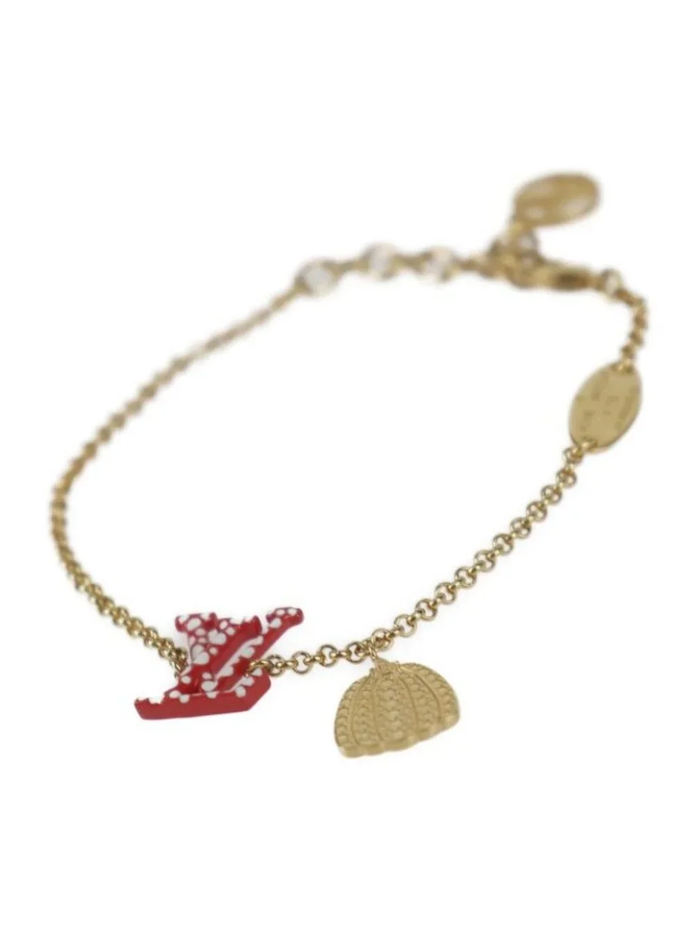 Louis Vuitton Bracelet Iconic Infinity Dot M0970 A Metal Gold Red Yayoi Kusama